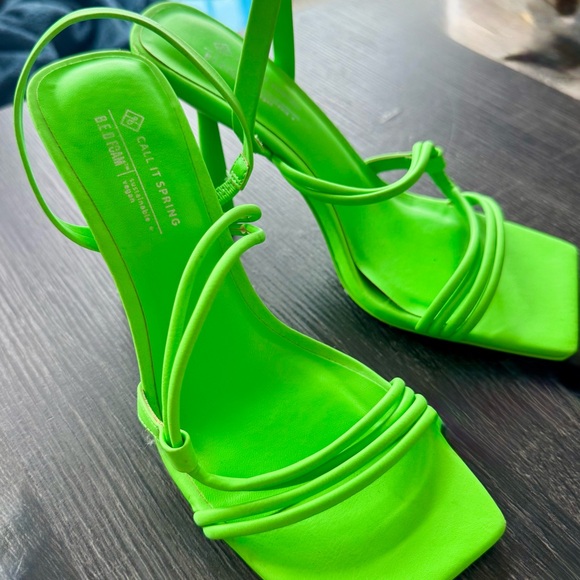 Call It Spring Women's Green Strappy Heels - Picture 3 of 7
